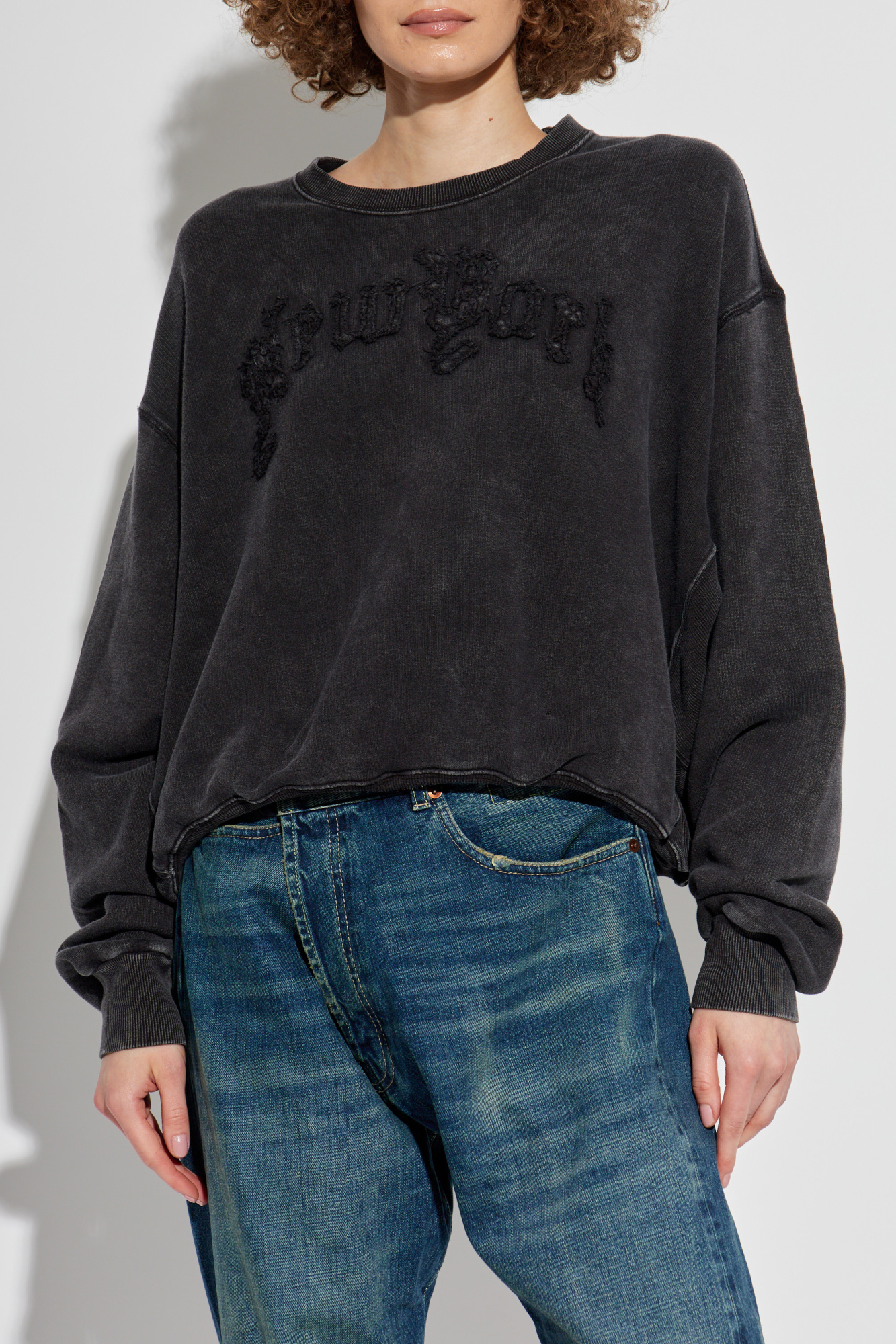 ★DIESEL★ Alexan embroidery logo sweatshirt silver gray A13 ☆DIESEL☆ Alexan embroidery logo sweatshirt silver gray A13